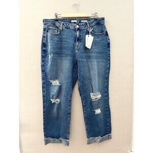 Forever21 Womens Ex Boyfriend Jeans Size 12 Distressed NWT Cropped Ankle
